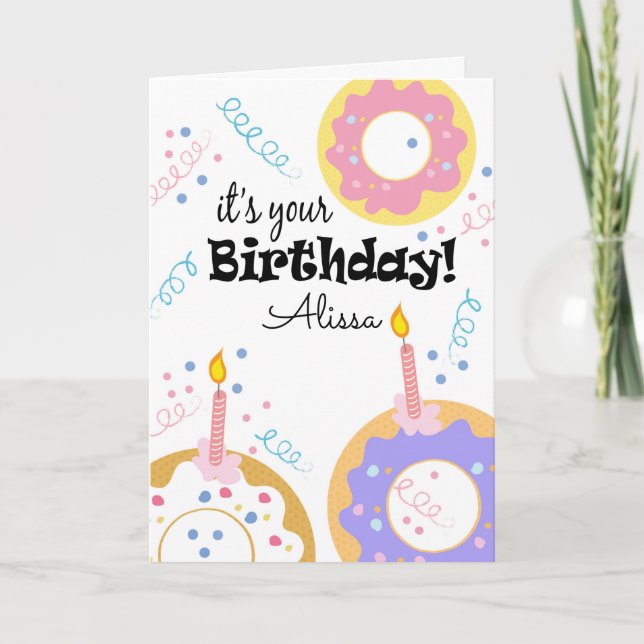 Bonne carte de voeux d'anniversaire Donuts texte p (Devant)