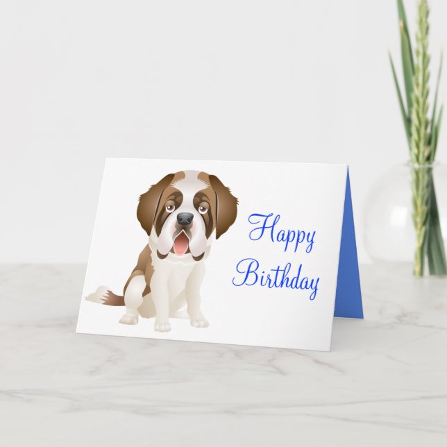 Bonne carte de voeux d'anniversaire St Bernard Chi (Devant)