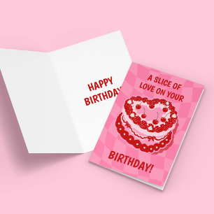 Bonne carte de voeux de gâteau d'anniversaire Cart