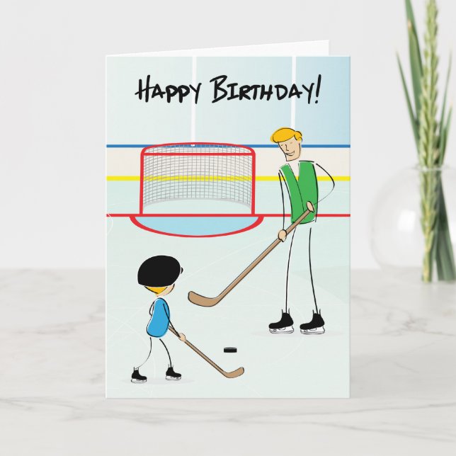 Bonne carte de voeux de hockey anniversaire (de ga (Devant)