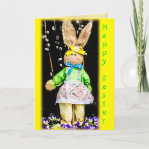 Bonne carte de voeux de Pâques Bunny Girl