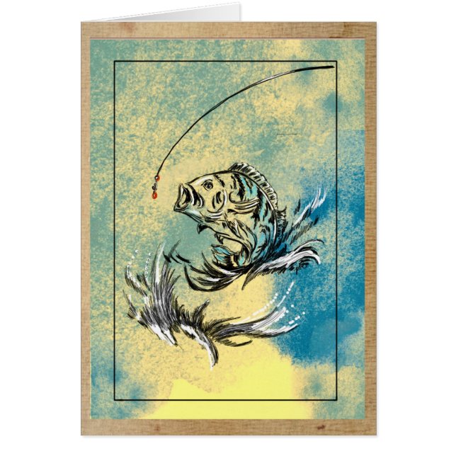 Bonne carte de voeux de pêche de la fête des pères (Devant)