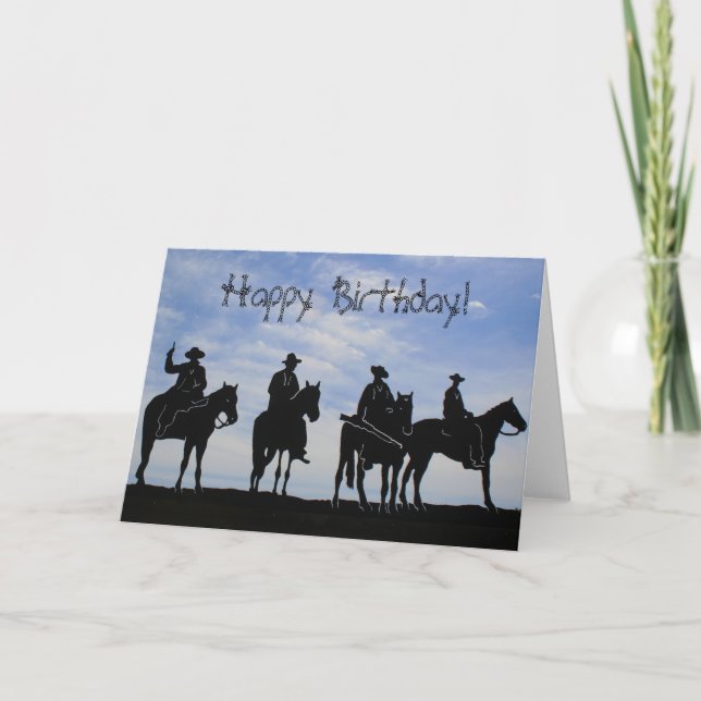 Bonne carte de voeux des cow-boys d'anniversaire (Devant)
