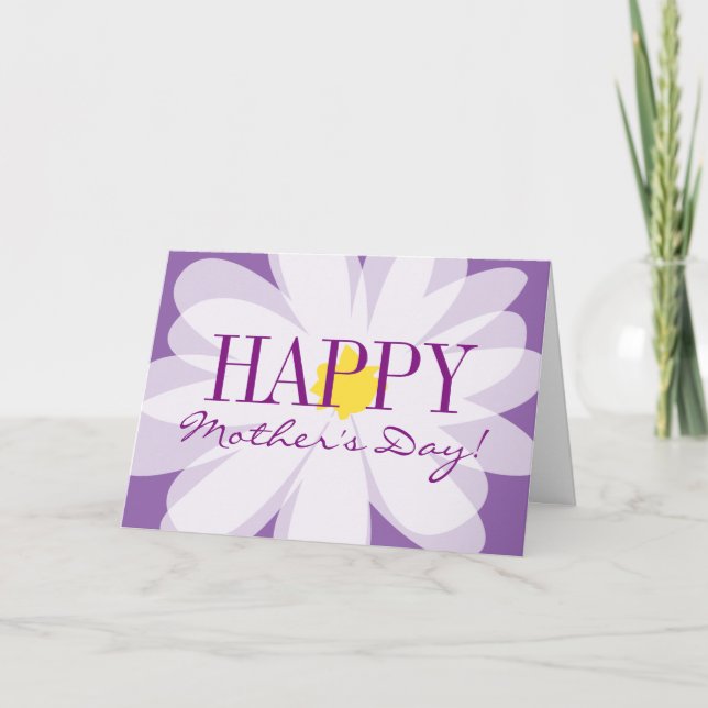Bonne carte de voeux fleurie violette de Fête des  (Devant)