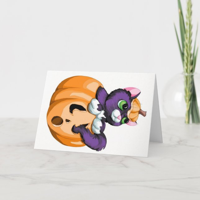 Bonne carte de voeux Meow-lloween (Devant)
