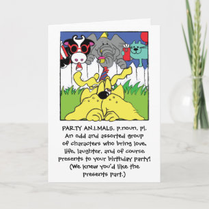 Bonne carte de voeux pour animaux de fête d'annive