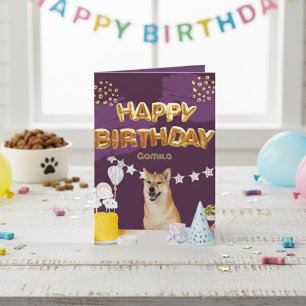 Bonne carte de voeux pour anniversaire (Shiba Inu 