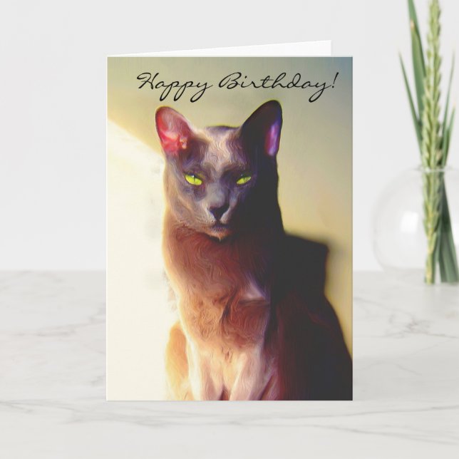 Bonne carte de voeux pour chat gris anniversaire (Devant)