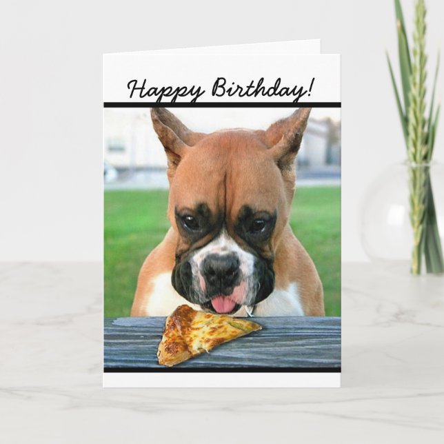 Bonne carte de voeux pour chien boxer d'anniversai (Devant)