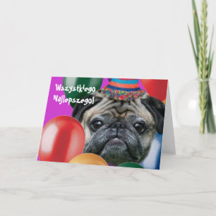 Bonne carte de voeux pour chien carlin d'anniversa