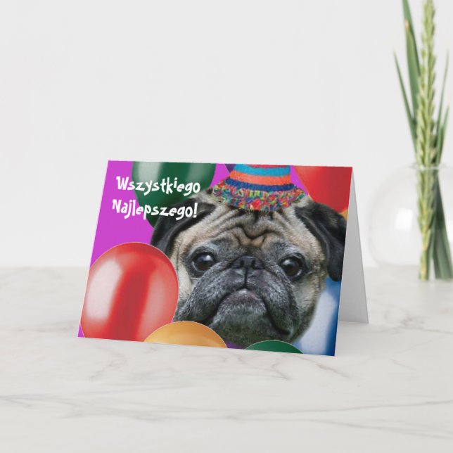 Bonne carte de voeux pour chien carlin d'anniversa (Devant)