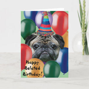 Bonne carte de voeux pour chien carlin d'anniversa