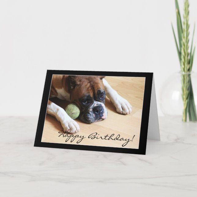 Bonne carte de voeux pour chien de boxe d'annivers (Devant)