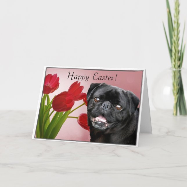 Bonne carte de voeux pour chien de carlin noir de  (Devant)