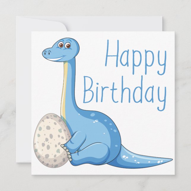 Bonne carte de voeux pour dinosaure bleu anniversa (Devant)