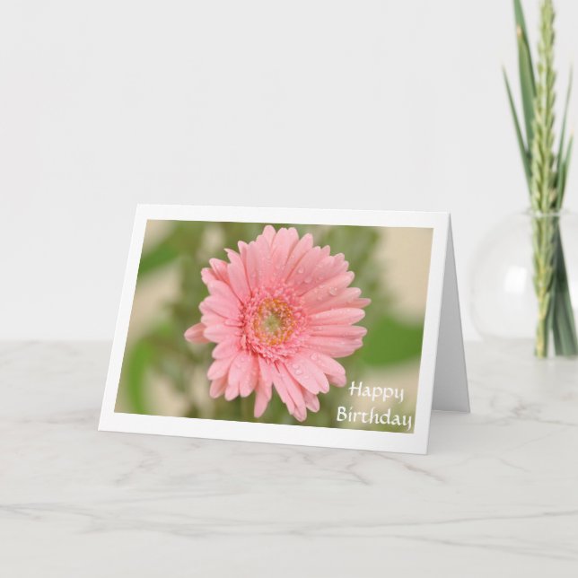 Bonne carte de voeux pour l'anniversaire Pink Gerb (Devant)
