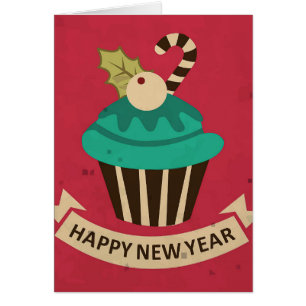 Bonne carte de voeux pour le Nouvel An Cupcake
