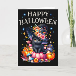 Bonne carte de voeux pour les chats d'Halloween