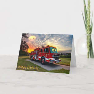 Bonne carte de voeux pour moteur d'incendie d'anni