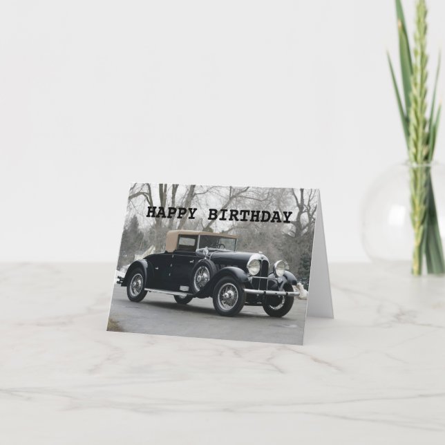 Bonne carte de voiture classique d'anniversaire (Devant)