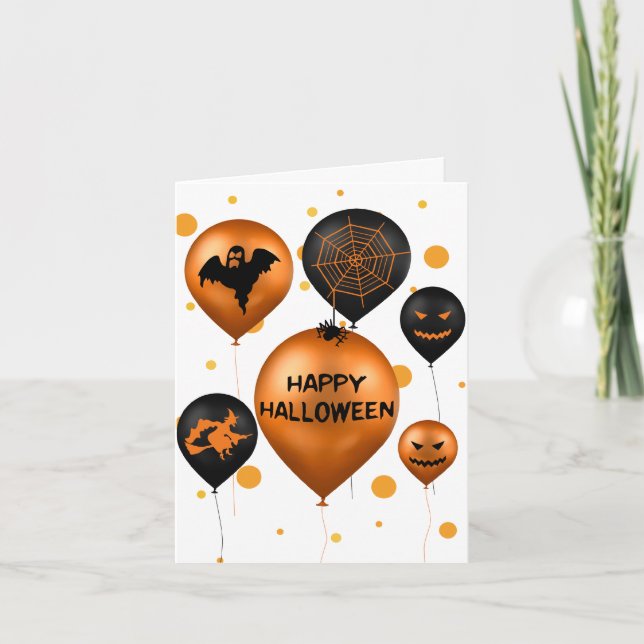 Bonne carte des ballons de fête d'Halloween (Devant)