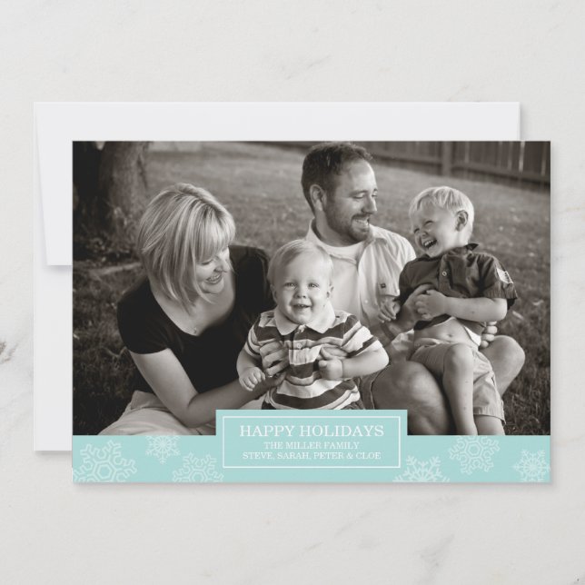 Bonne carte des fêtes de neige | plat | Bleu (Devant)