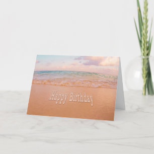Bonne carte des vagues d'anniversaire de plage