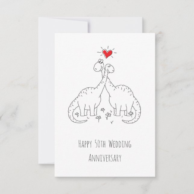Bonne carte Dinosaures 50e anniversaire de Mariage (Devant)