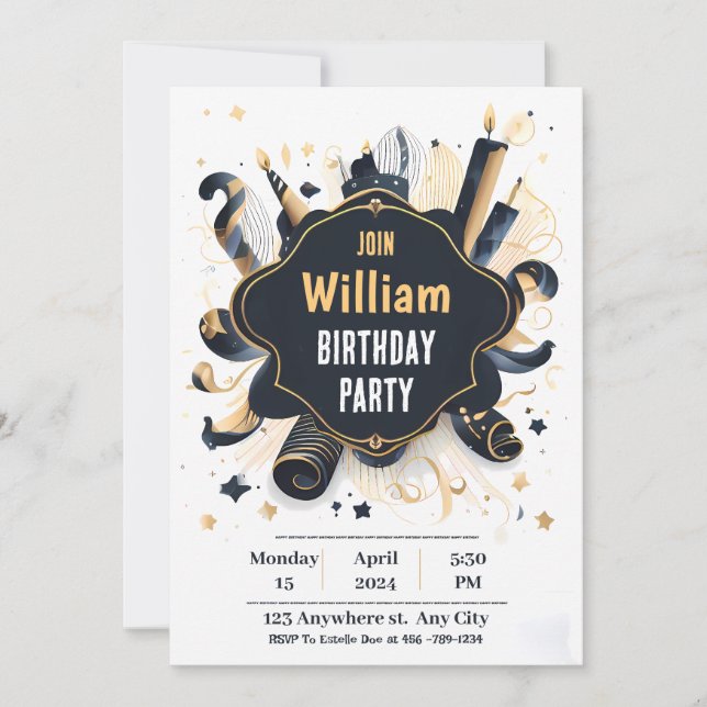 Bonne carte d'invitation d'anniversaire pour lui 0 (Devant)