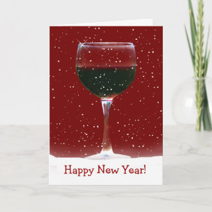 Bonne Carte du Nouvel An Vin Rouge en neige