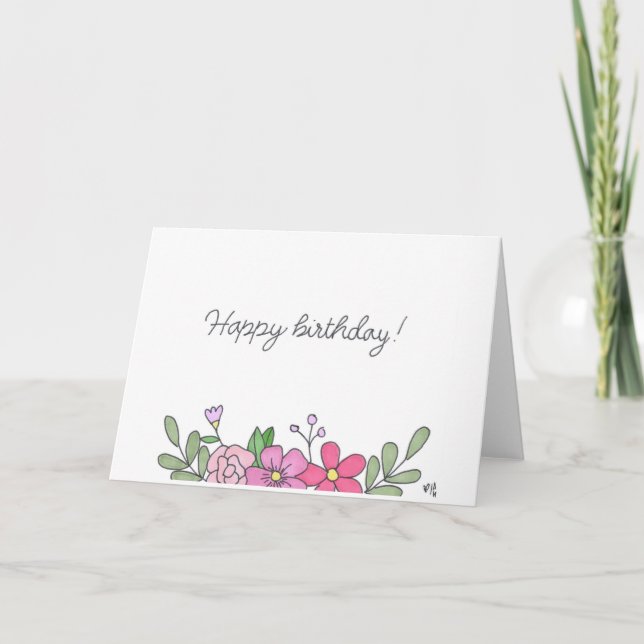 Bonne carte Fleurs d'anniversaire 8 (Devant)