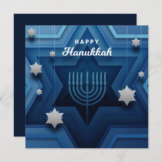Bonne carte Hanoukka Menorah (Devant / Derrière)