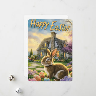 Bonne carte lapin de lapin de Pâques mignonne