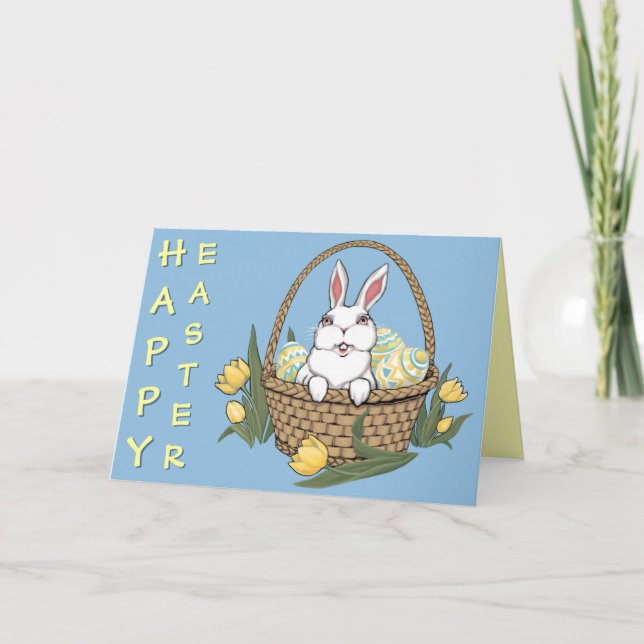 Bonne carte lapin de Pâques personnalisée ou carte (Devant)