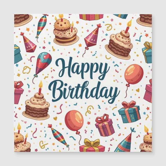Bonne carte magnétique d'anniversaire avec ballons (Devant)