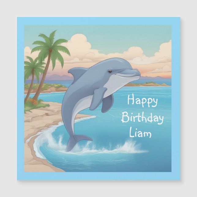Bonne carte magnétique Dolphin Anniversaire (Devant)