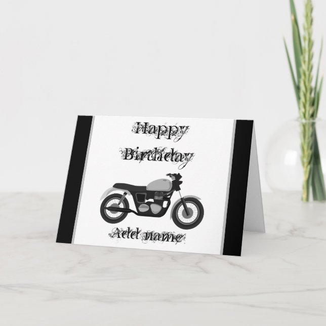 Bonne carte moto anniversaire personnalisée (Devant)