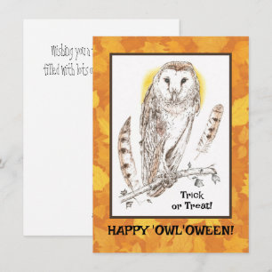 Bonne carte "Owl'oween Flat Hallowen Card