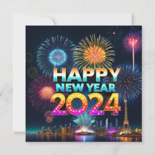 Bonne carte plate du Nouvel An 2024