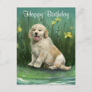 Bonne carte postale Anniversaire Golden Retriever 