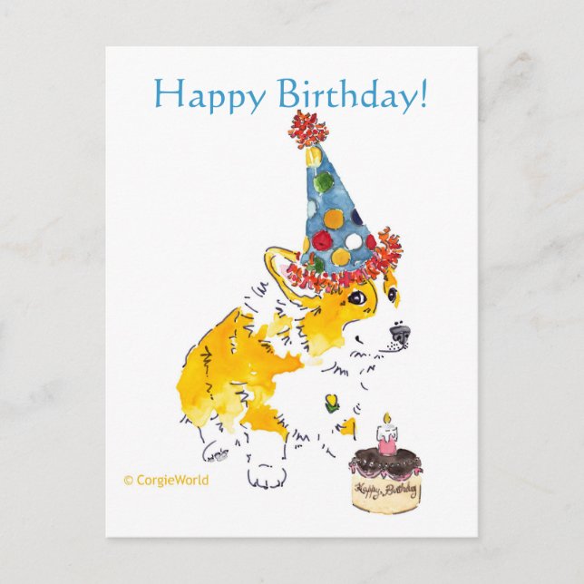 Bonne carte postale Corgi d'anniversaire (Devant)