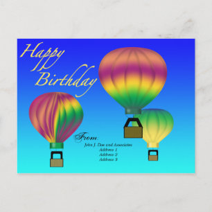 Bonne carte postale de ballon à air chaud d'annive