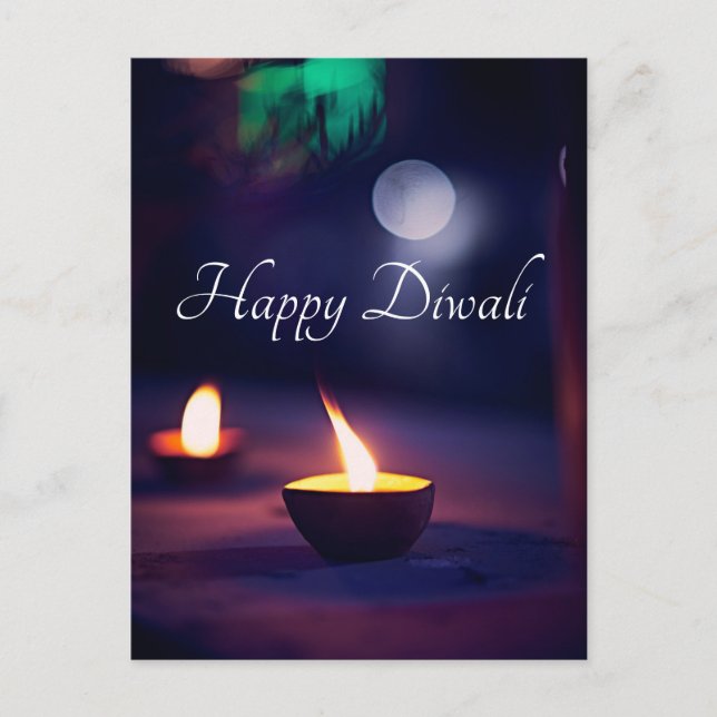 Bonne carte postale Diwali Calming Moon and Lamp (Devant)