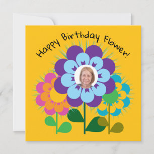 Bonne carte postale Fleur d'anniversaire Retro