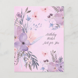 Bonne carte postale Fleur sauvage d'aquarelle d'an