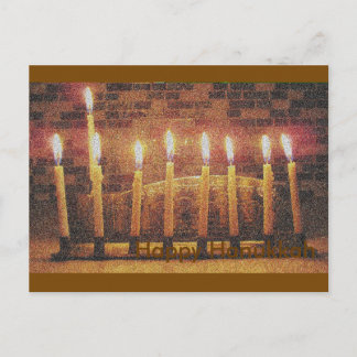 Bonne carte postale Hanoukka Menorah