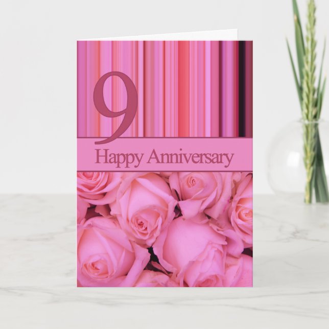 Bonne carte postale rose du 9e anniversaire (Devant)