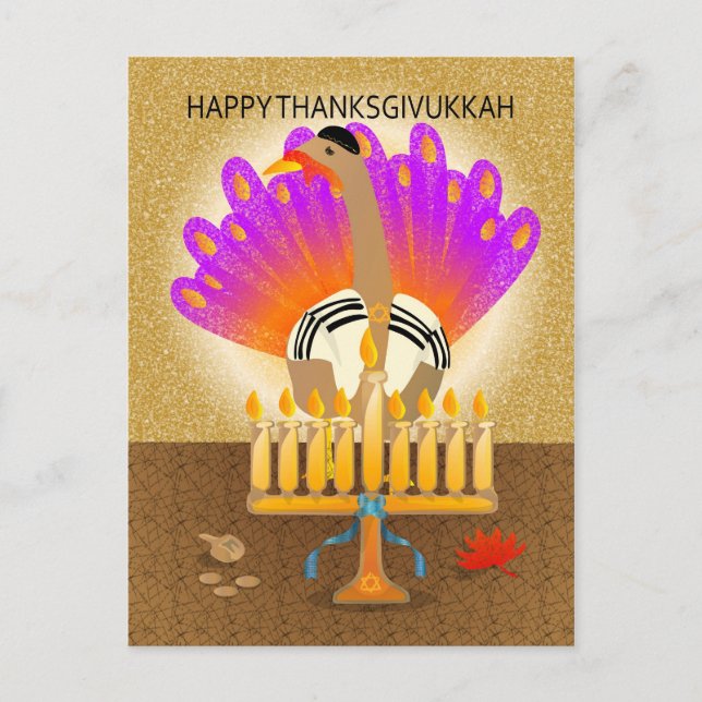 Bonne carte postale Thanksgivukkah Turkey (Devant)