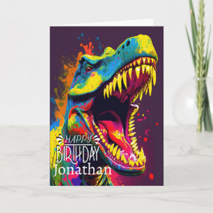 Bonne carte Roar Bleu Dinosaure Anniversaire