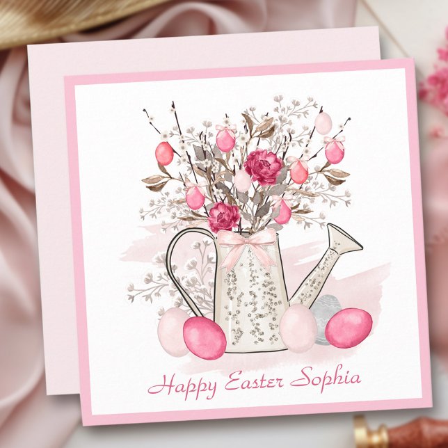 Bonne carte rose de l'ami de Pâques (Happy Easter Friend Pink Card)